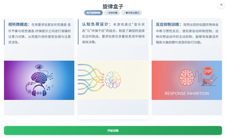 执行控制网络训练游戏旋律盒子