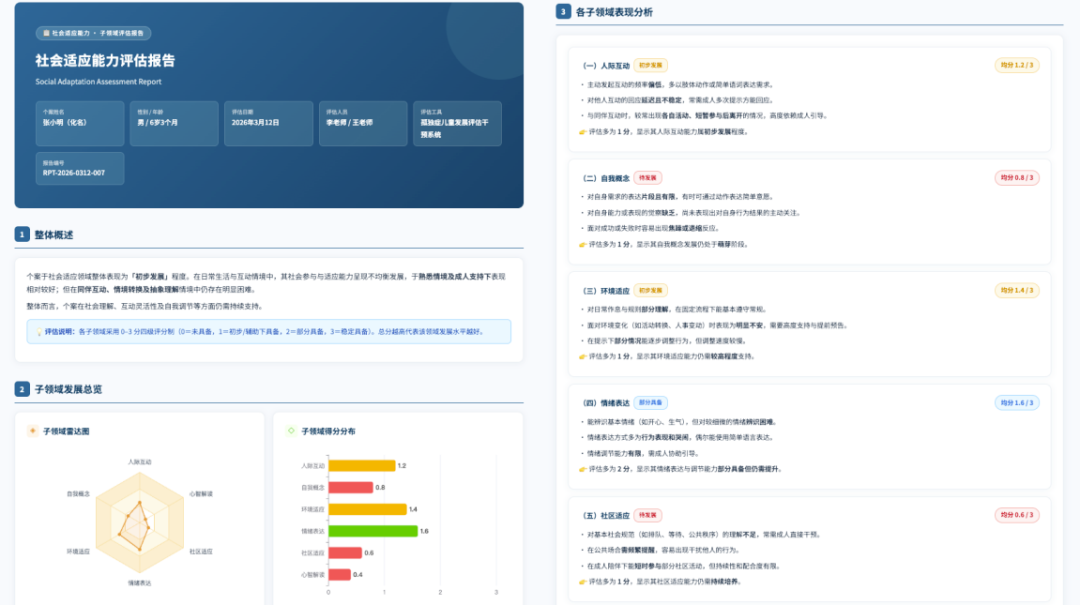 孤独症儿童教学建议界面